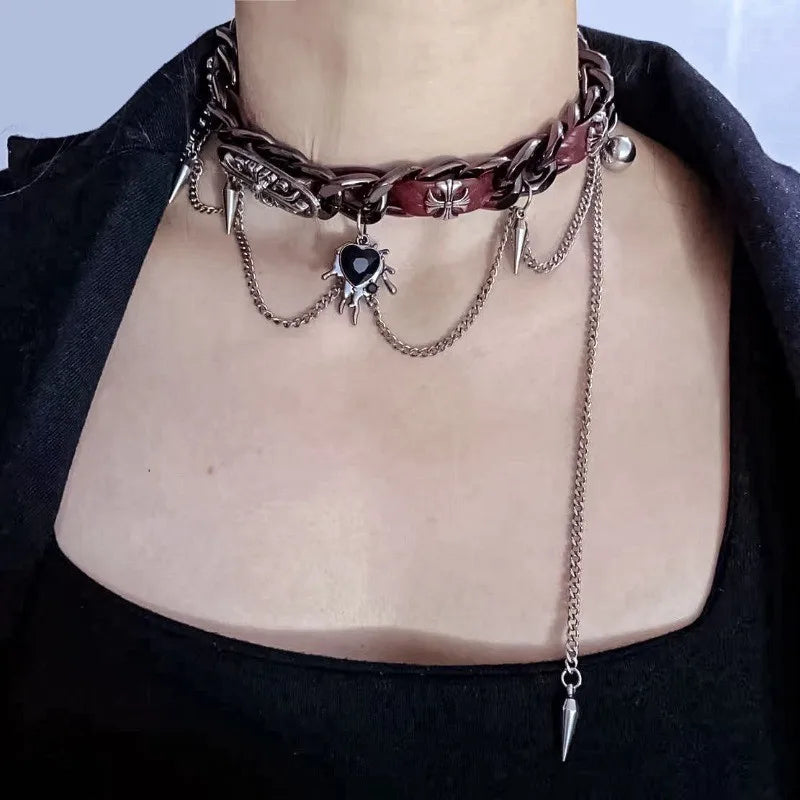 GOTHIC CROSS CHOKER NECKLACE