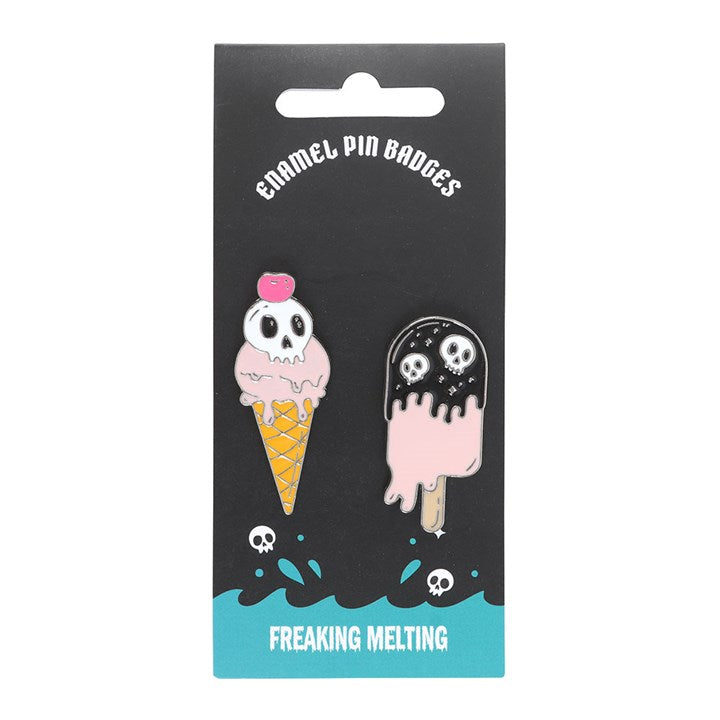FREAKING MELTING ICE CREAM ENAMEL PIN BADGES