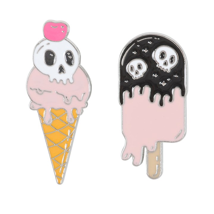 FREAKING MELTING ICE CREAM ENAMEL PIN BADGES