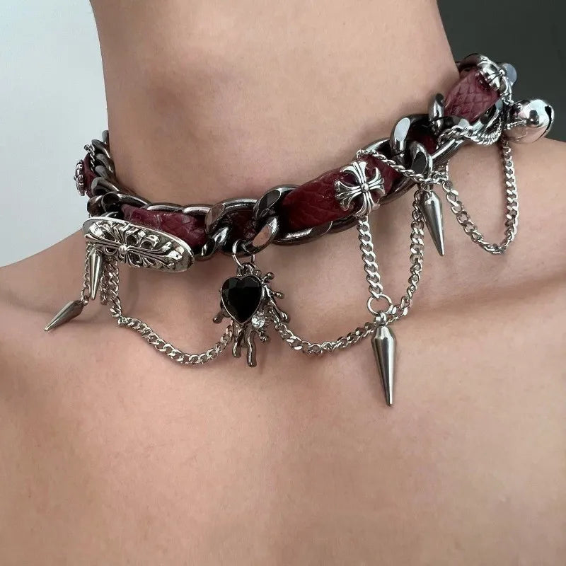 GOTHIC CROSS CHOKER NECKLACE
