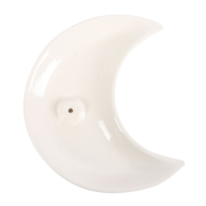WHITE CRESCENT MOON INCENSE STICK HOLDER