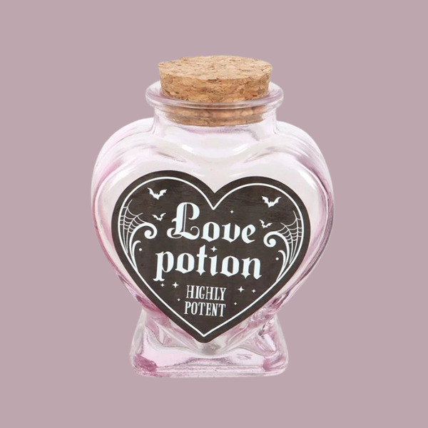 LOVE POTION GLASS HEART BOTTLE