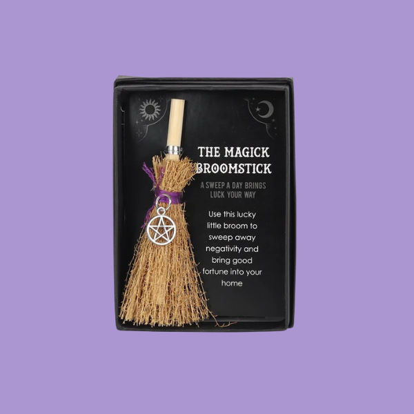 LUCKY MINI MAGICK BROOMSTICK WITH PENTAGRAM CHARM