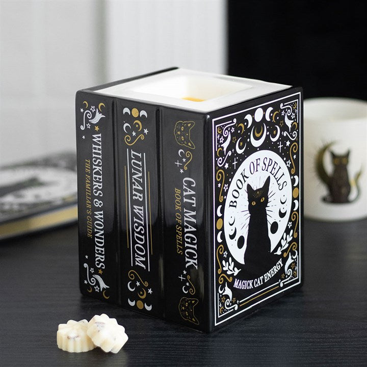 MAGICK CAT BOOK OF SPELLS OIL BURNER + WAX WARMER