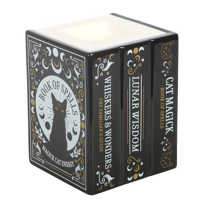 MAGICK CAT BOOK OF SPELLS OIL BURNER + WAX WARMER