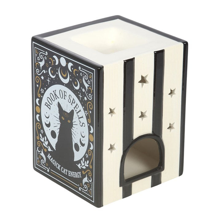 MAGICK CAT BOOK OF SPELLS OIL BURNER + WAX WARMER