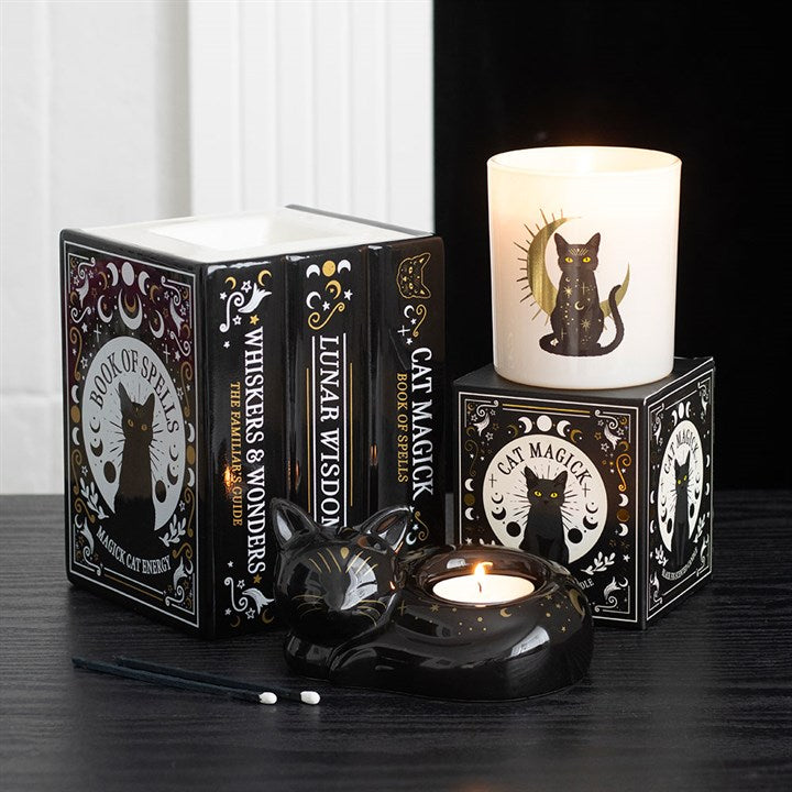MAGICK CAT BOOK OF SPELLS OIL BURNER + WAX WARMER