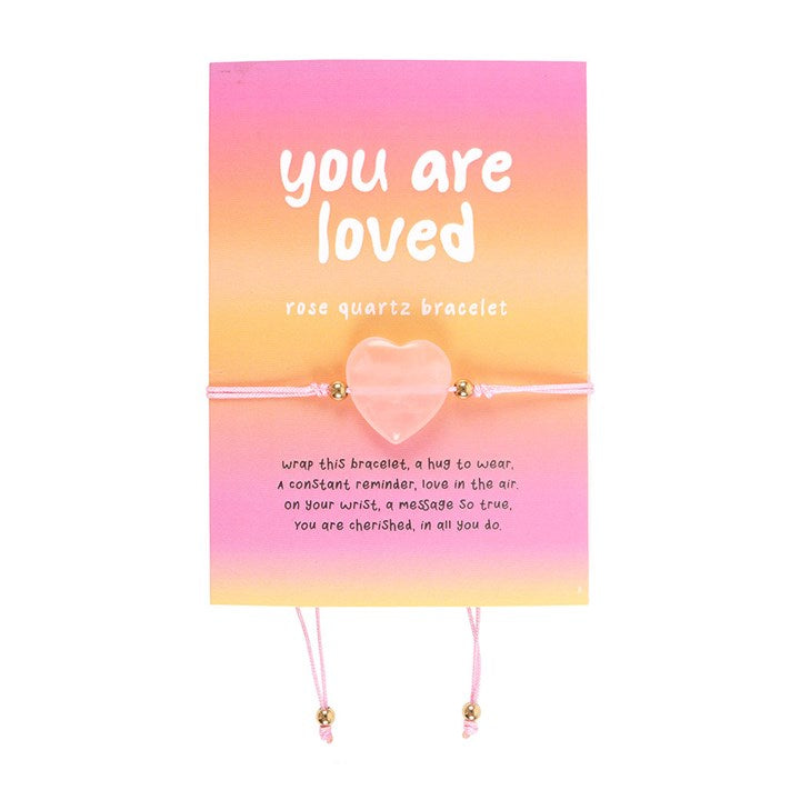 YOU ARE LOVED ROSE QUARTZ HEART BRACELET