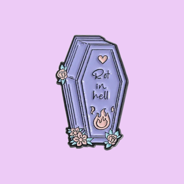 PASTEL ROT IN HELL COFFIN PIN