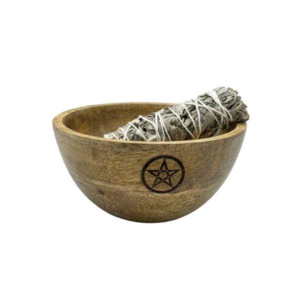 PENTAGRAM WOODEN SMUDGE + RITUAL BOWL