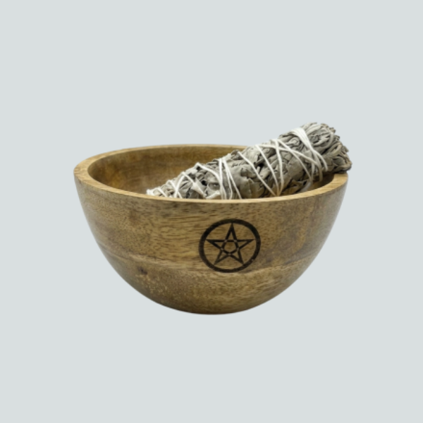 PENTAGRAM WOODEN SMUDGE + RITUAL BOWL