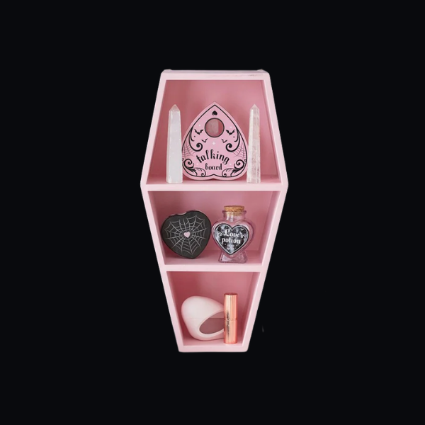 PINK COFFIN DISPLAY SHELF