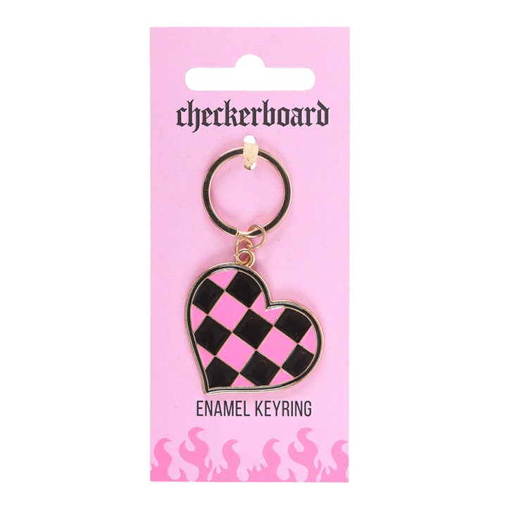 CHECKERBOARD HEART KEYRING