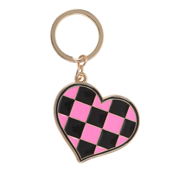 CHECKERBOARD HEART KEYRING
