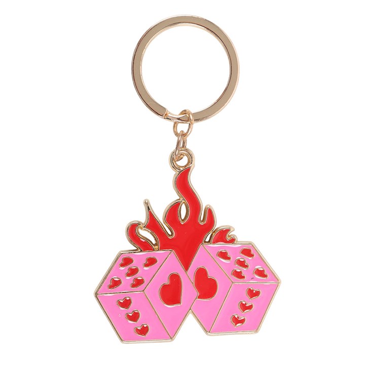 FLAMING DICE KEYRING