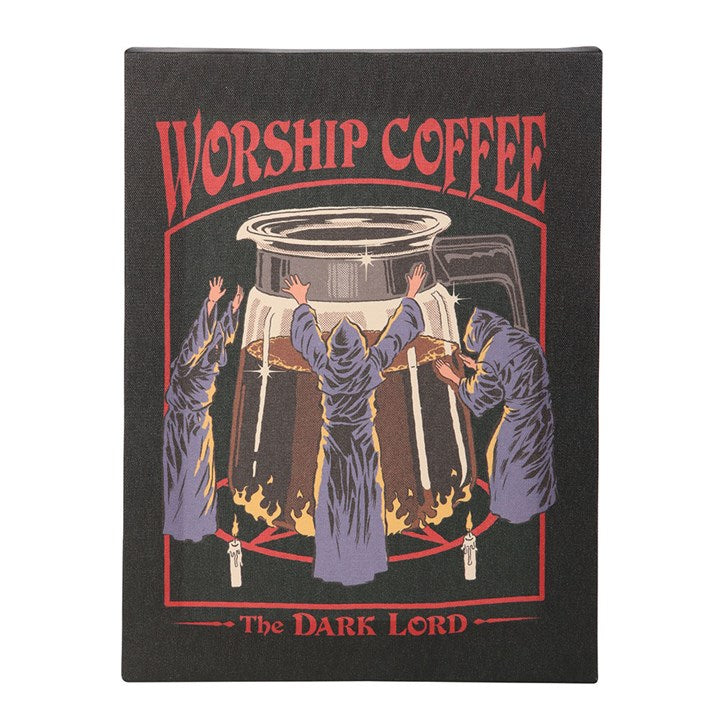 WORSHIP COFFEE CANVAS PLAQUE