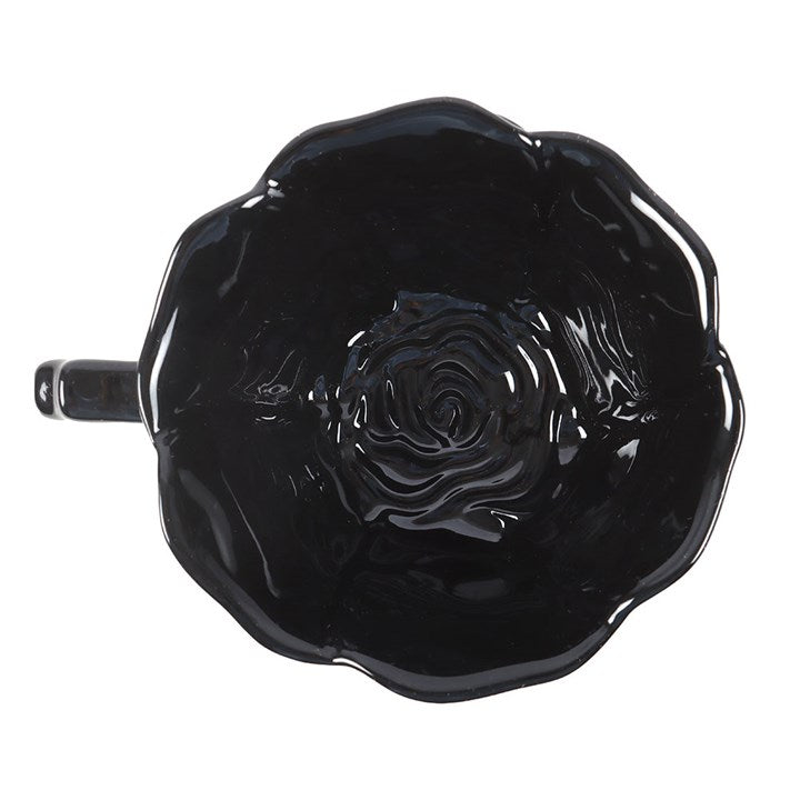 BLACK ROSE TEACUP + SAUCER