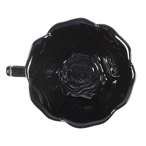 BLACK ROSE TEACUP + SAUCER