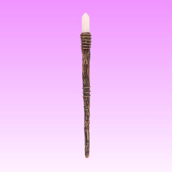 THIN ROSE QUARTZ CRYSTAL WAND