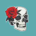 SCARLET ROSE SKULL PATCH