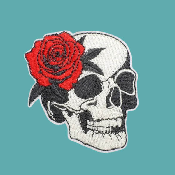 SCARLET ROSE SKULL PATCH