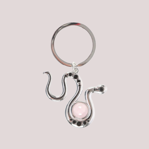 SERPENTINE ROSE QUARTZ KEYRING