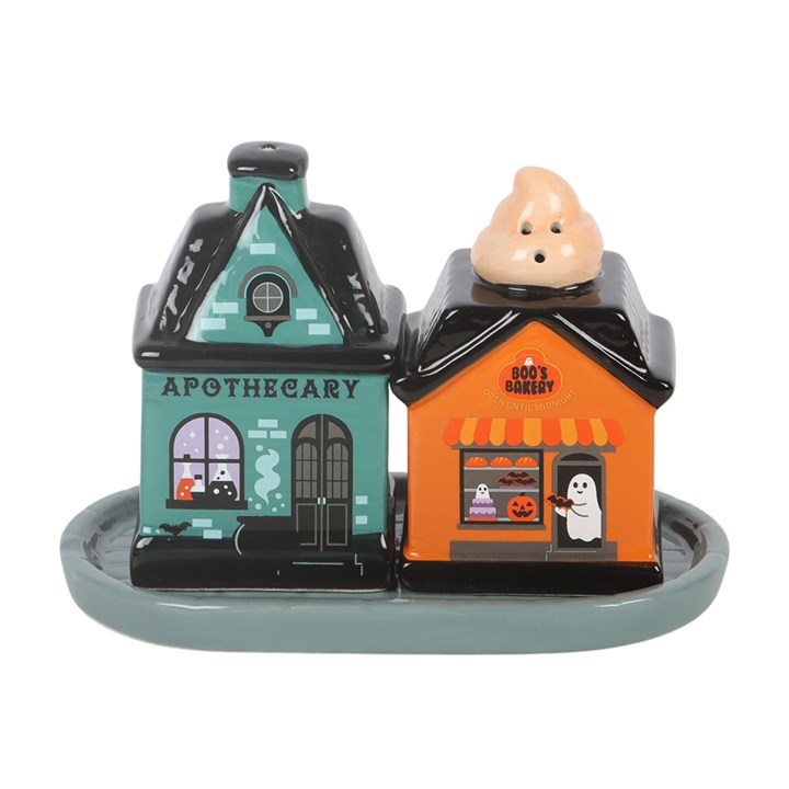 SPOOKY STREET SALT &amp; PEPPER SHAKERS