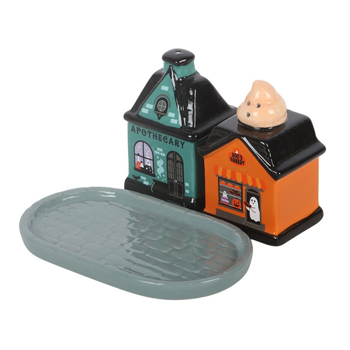 SPOOKY STREET SALT &amp; PEPPER SHAKERS