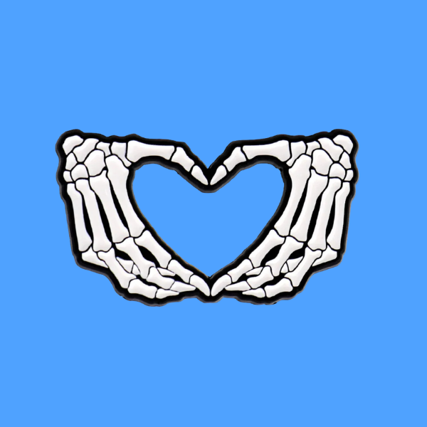 SKELETON HEART HANDS PIN
