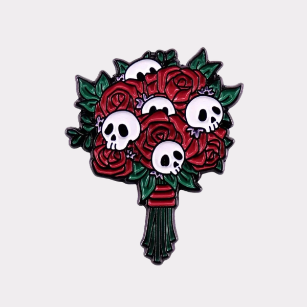 SKULL FLOWER BOUQUET PIN