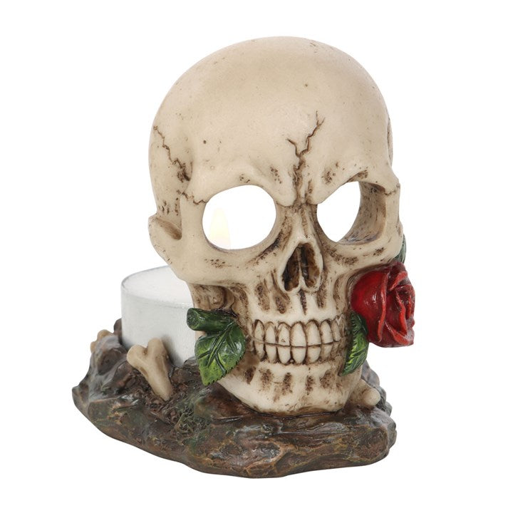 SKULL ROSE TEALIGHT HOLDER