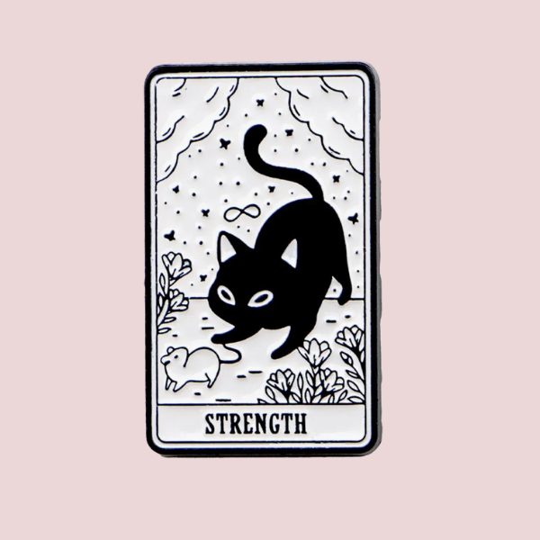 STRENGTH BLACK CAT TAROT PIN