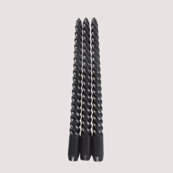 BLACK TWISTED TAPER CANDLES