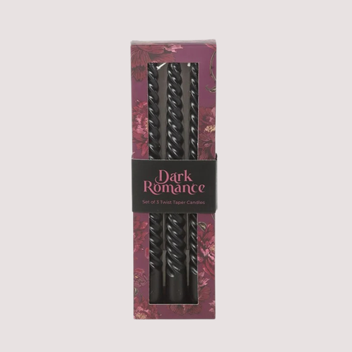 BLACK TWISTED TAPER CANDLES