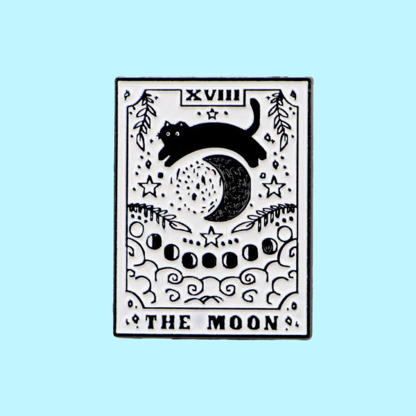 THE MOON BLACK CAT TAROT PIN