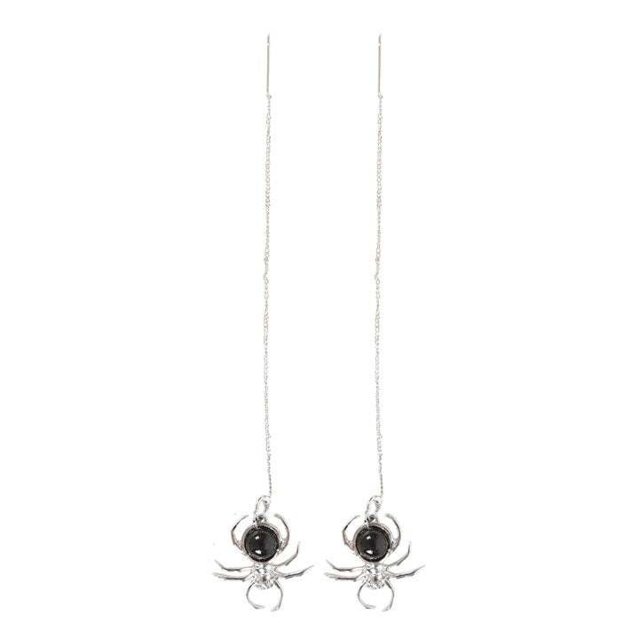 BLACK OBSIDIAN SPIDER EARRINGS