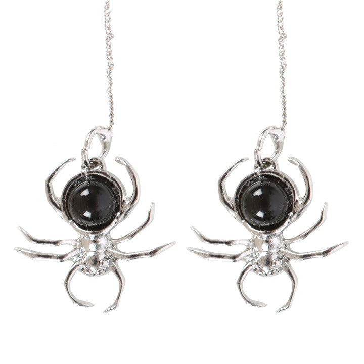 BLACK OBSIDIAN SPIDER EARRINGS