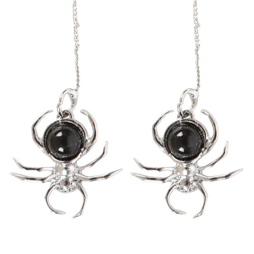 BLACK OBSIDIAN SPIDER EARRINGS