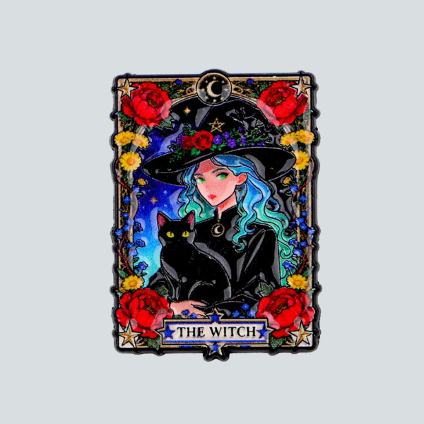 WITCH BLACK CAT TAROT PIN
