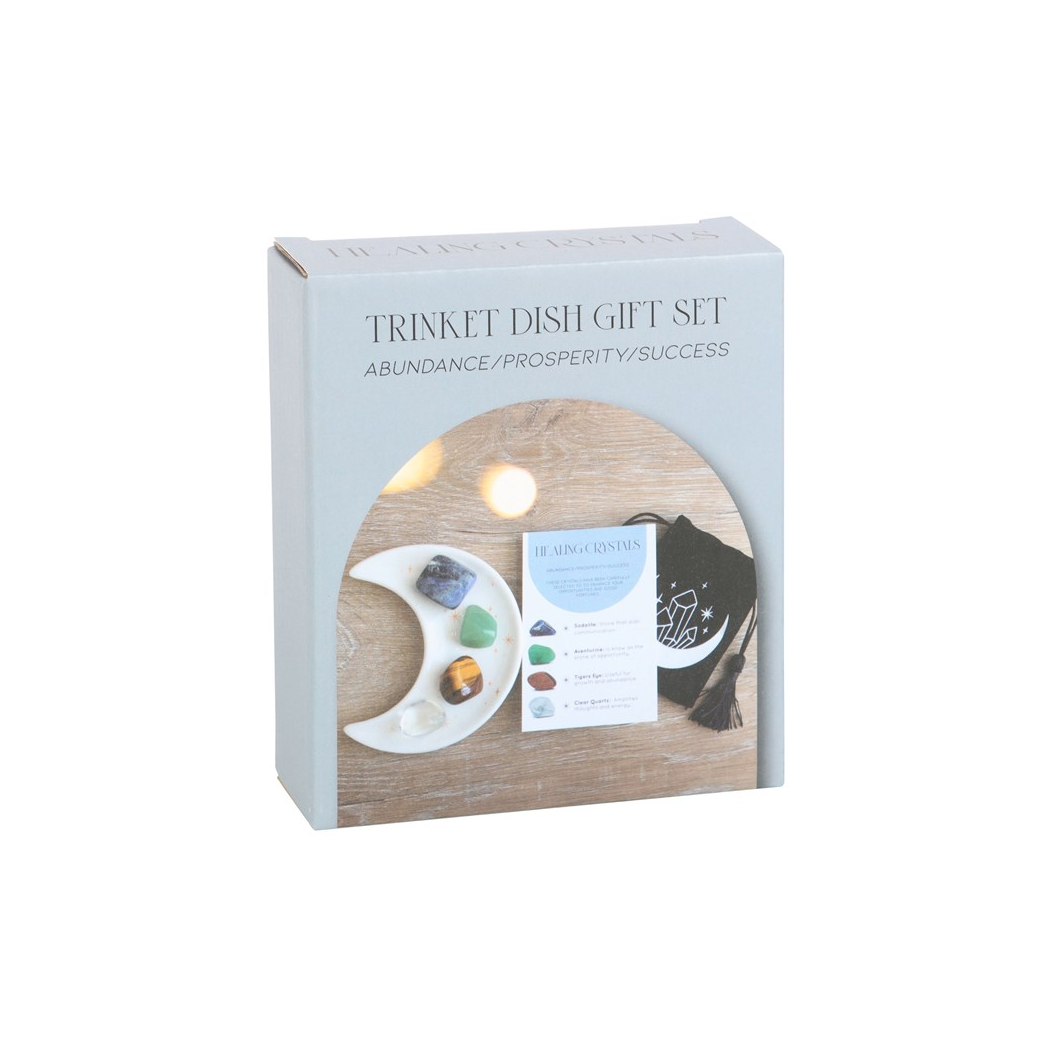 SUCCESS HEALING CRYSTAL SET + MOON TRINKET DISH