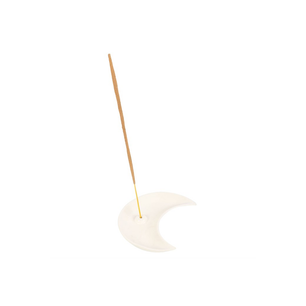 WHITE CRESCENT MOON INCENSE STICK HOLDER