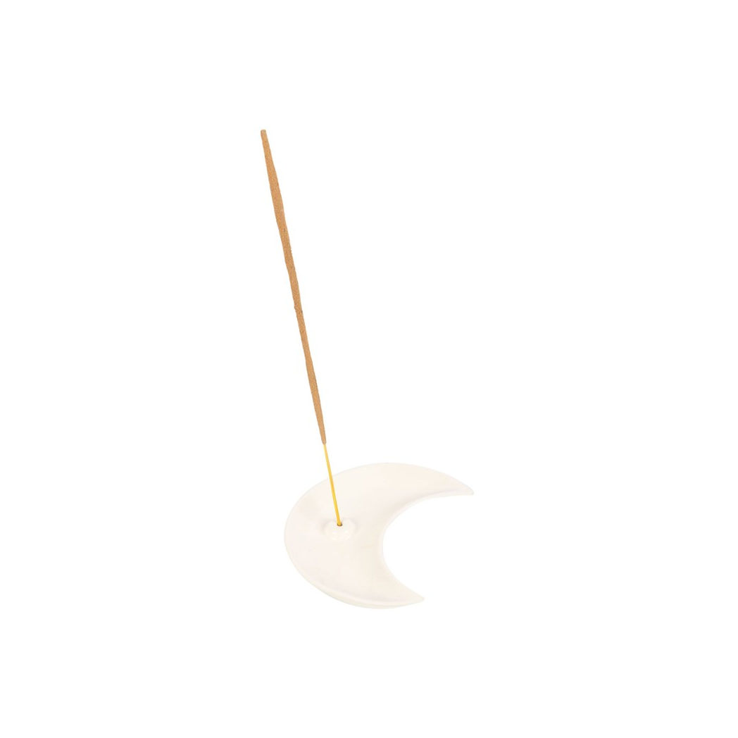 WHITE CRESCENT MOON INCENSE STICK HOLDER