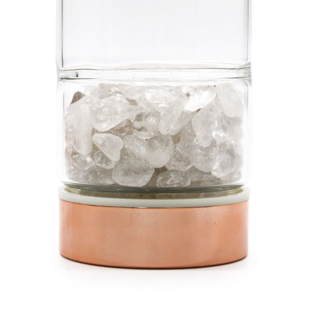 CLEAR QUARTZ CRYSTAL TEA INFUSER BOTTLE