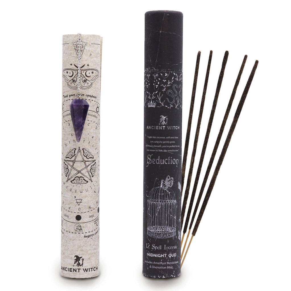 SEDUCTION SPELL INCENSE + AMETHYST PENDULUM SET