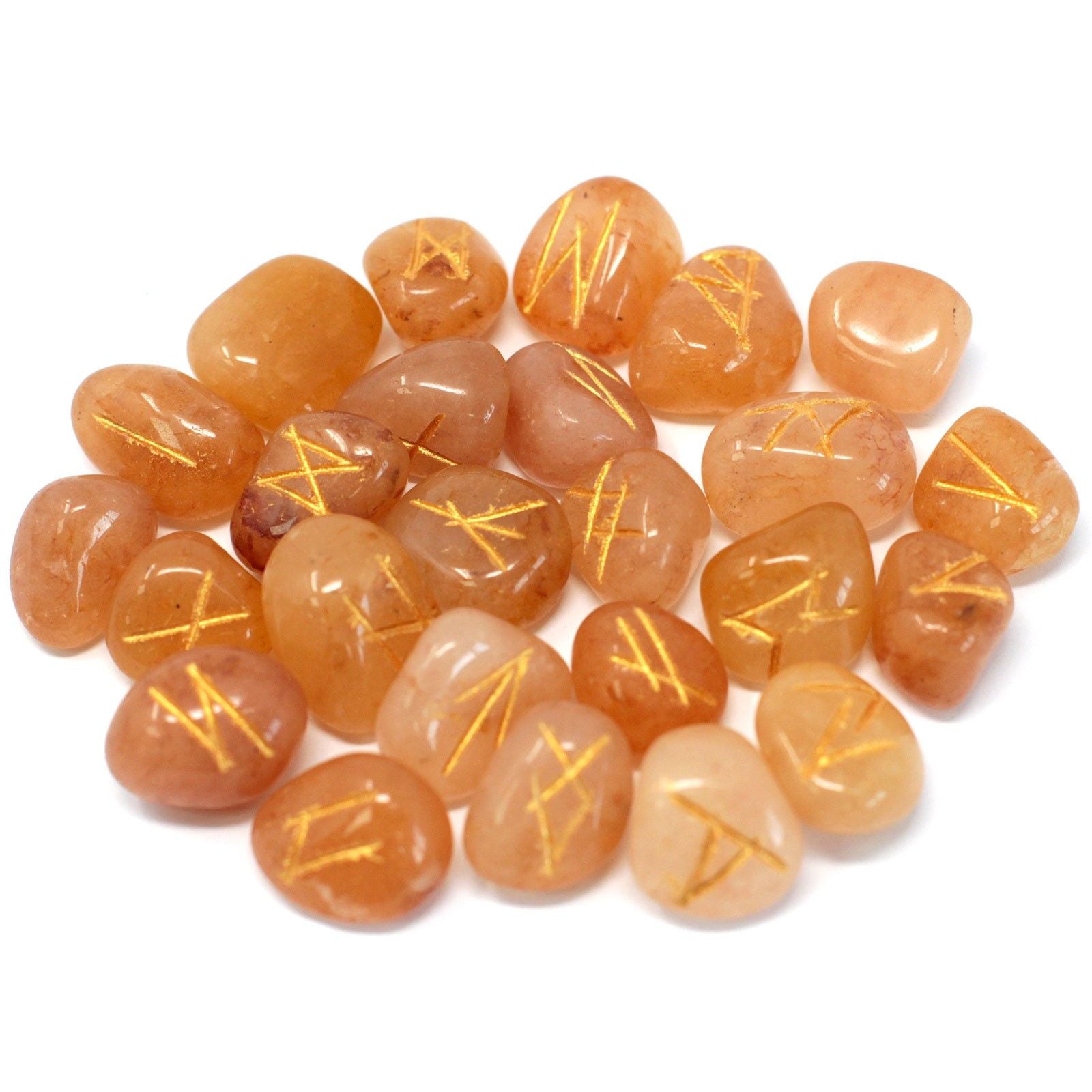 YELLOW AVENTURINE RUNE STONE SET IN POUCH