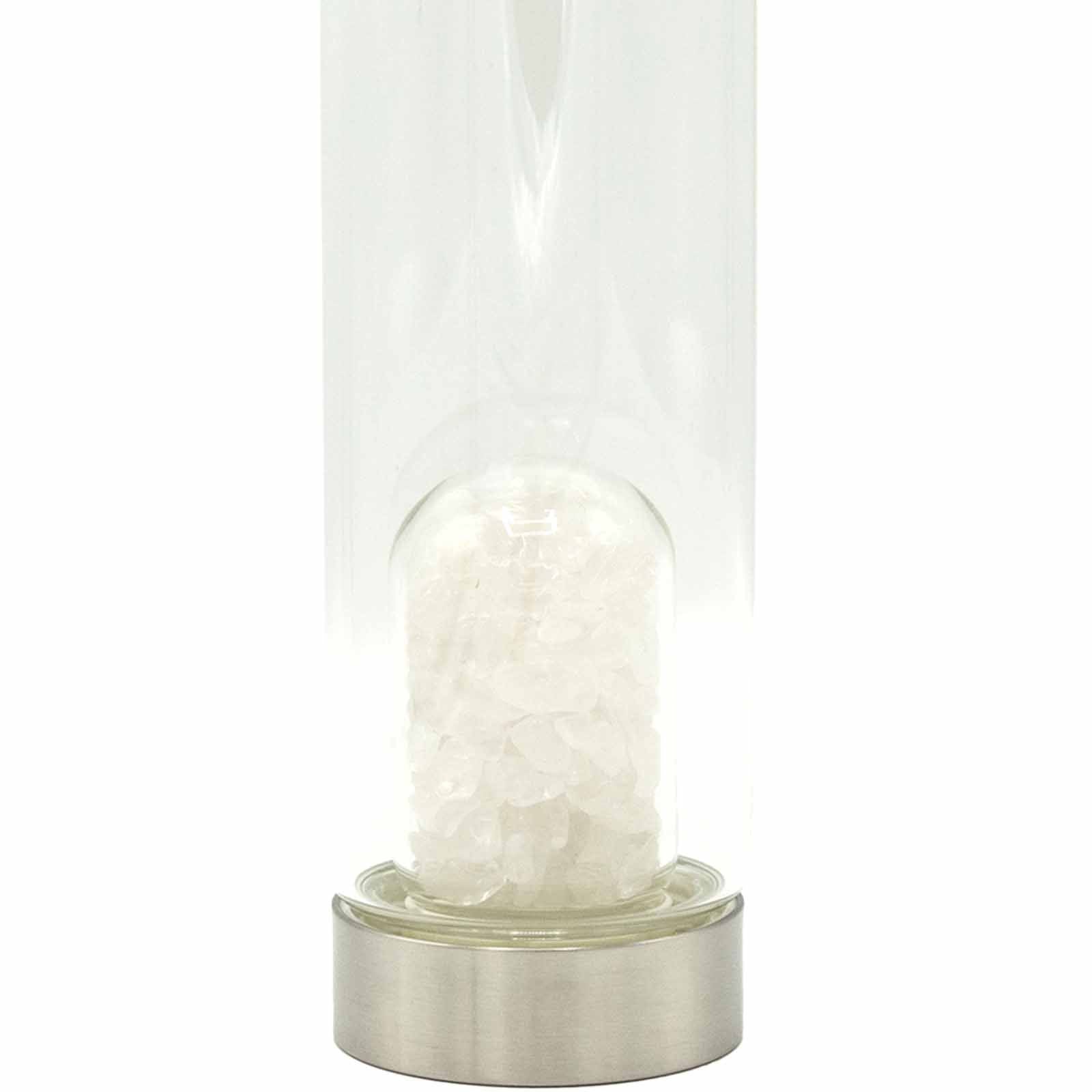 CLEAR QUARTZ CRYSTAL INFUSED GLASS WATER BOTTLE