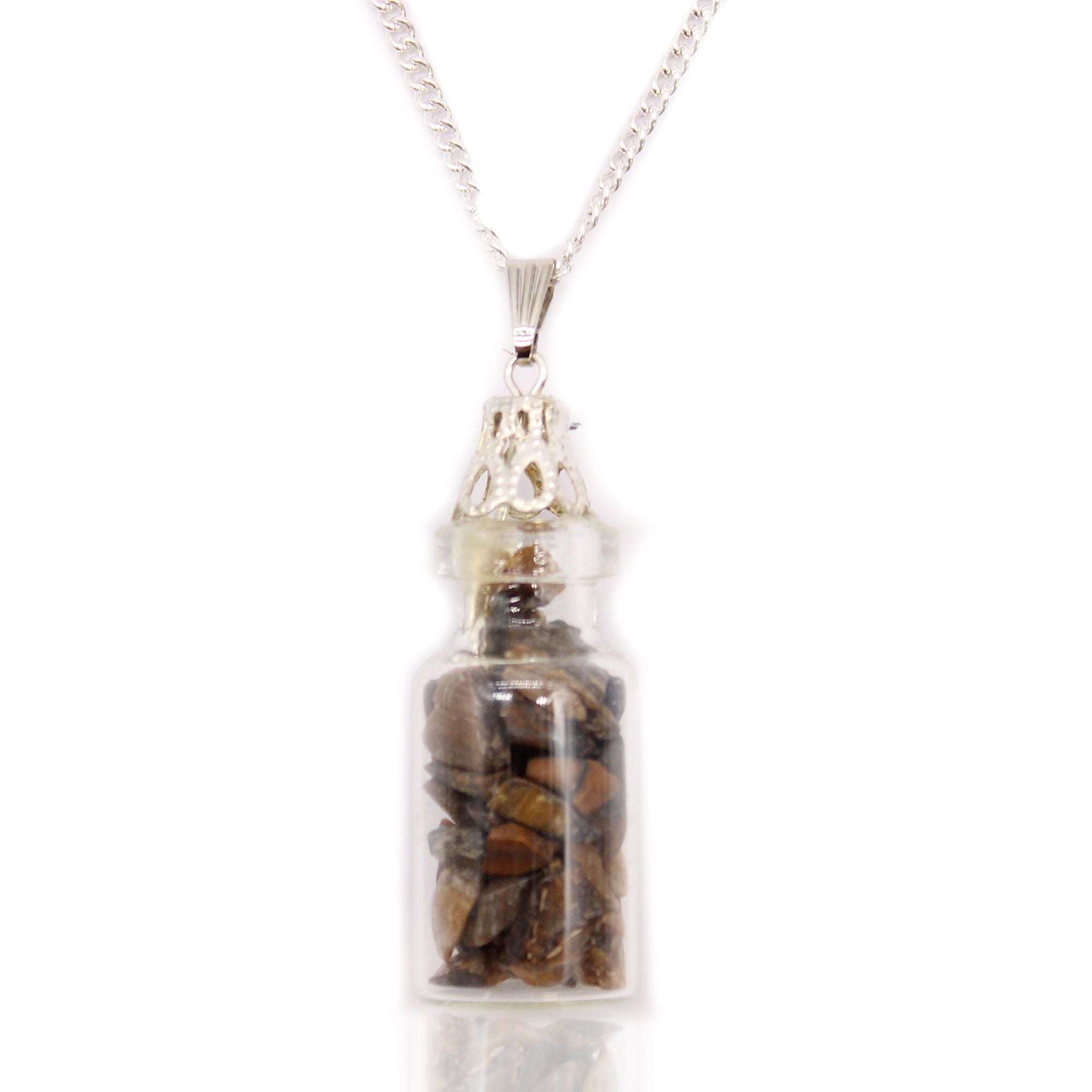 TIGER EYE CRYSTAL BOTTLE PENDANT NECKLACE