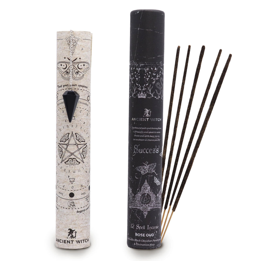 SUCCESS SPELL INCENSE + BLACK OBSIDIAN PENDULUM SET