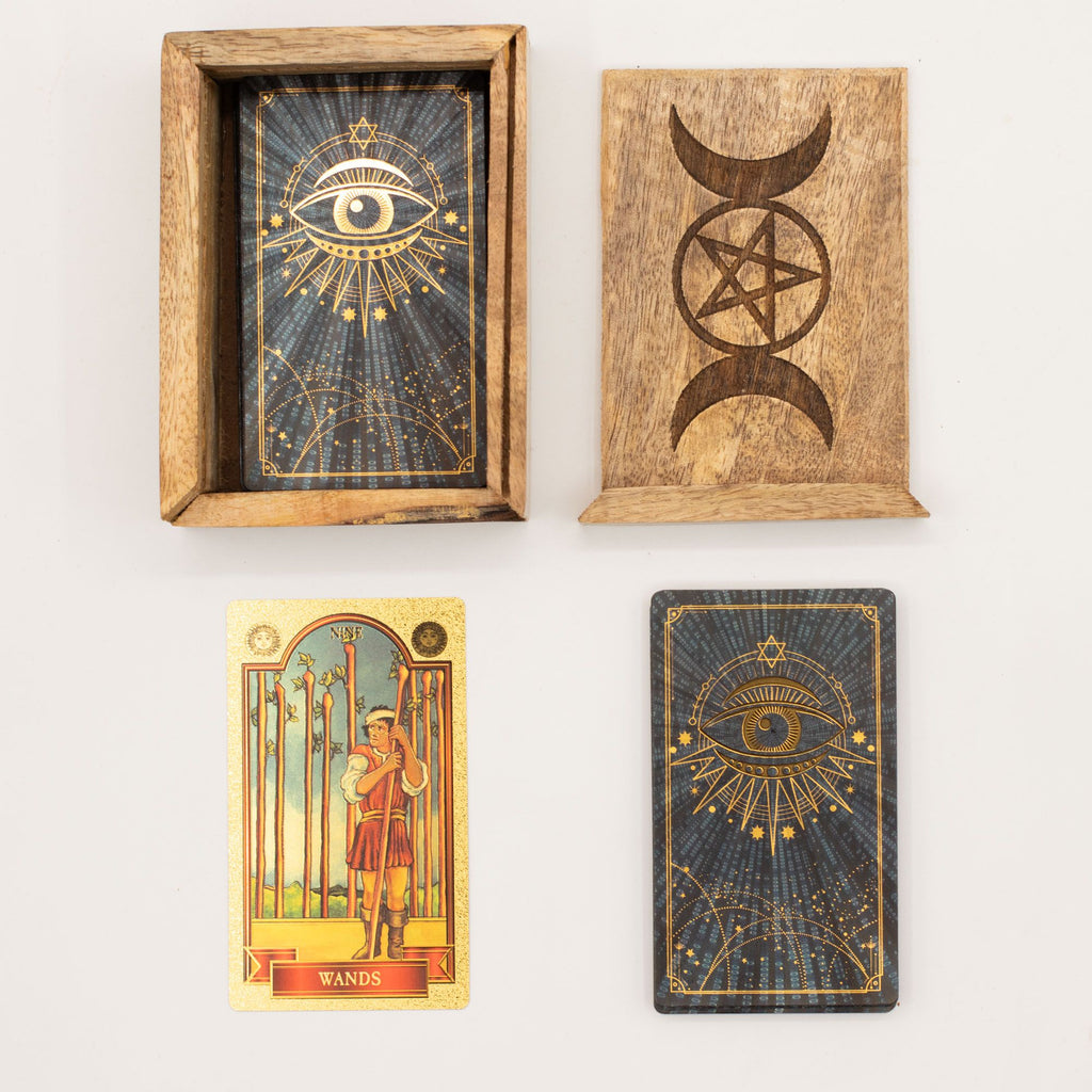 TRIPLE MOON PENTACLE TAROT CARD BOX + HOLDER