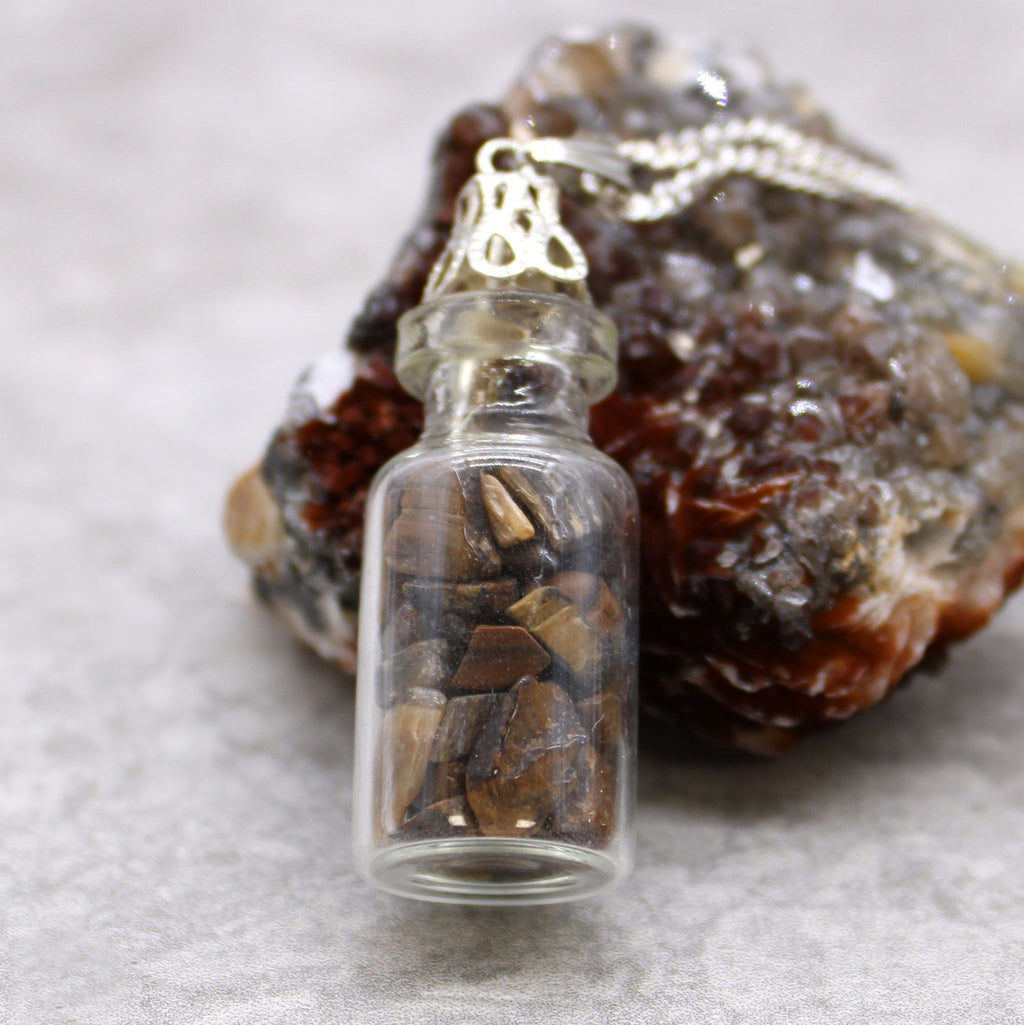 TIGER EYE CRYSTAL BOTTLE PENDANT NECKLACE